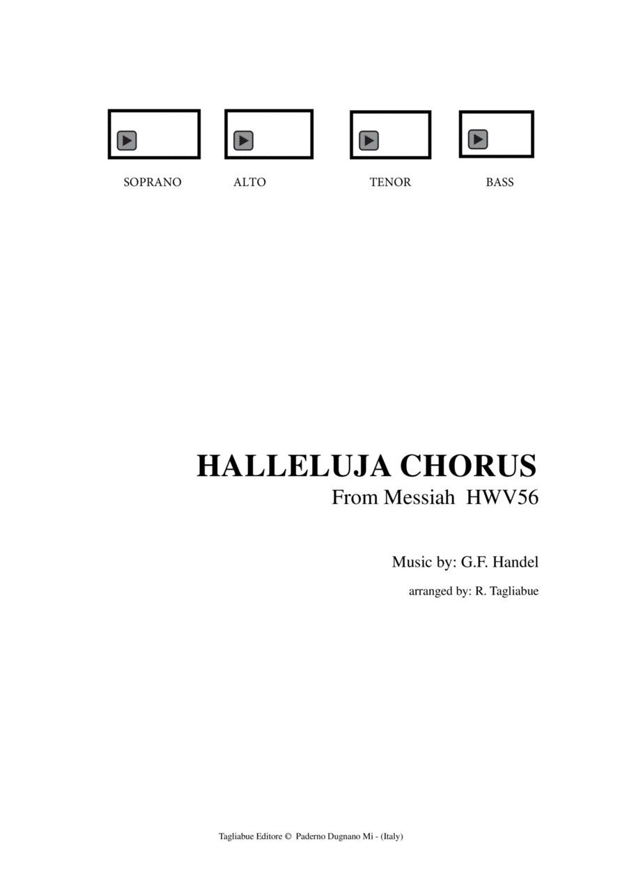 HALLELUJA CHORUS - Handel - HWV56 Messiah - For SATB 4-Part scores gallery preview page 1