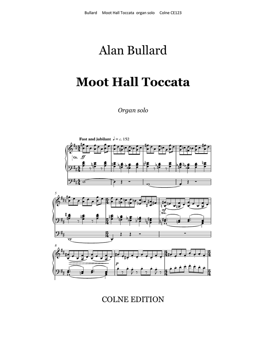 Moot Hall Toccata (for solo organ) Organ Solo scores gallery preview page 1