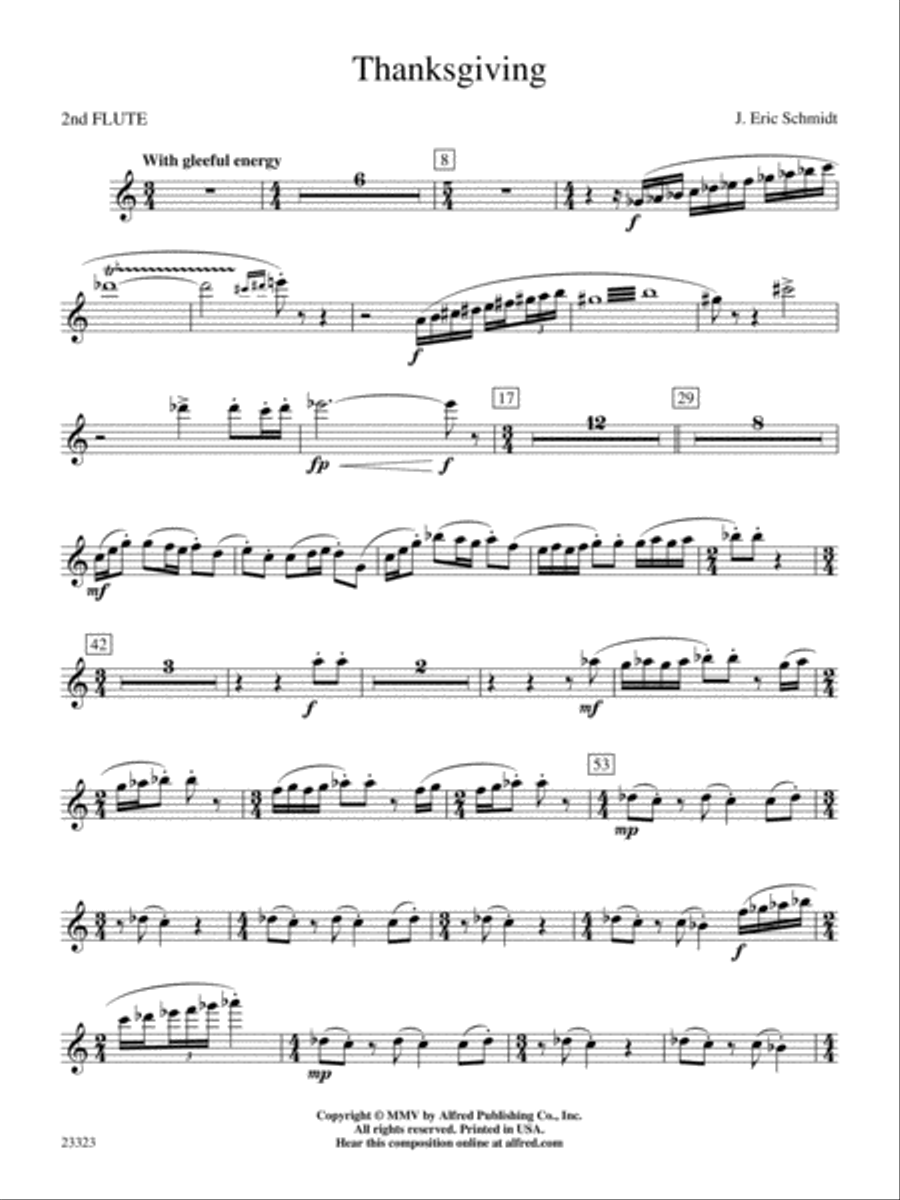 Thanksgiving: 2nd Flute Concert Band scores gallery preview page 1