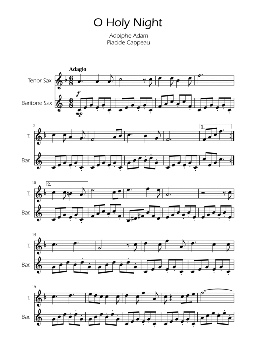 O Holy Night - Sax Duet Woodwind Duet scores gallery preview page 1