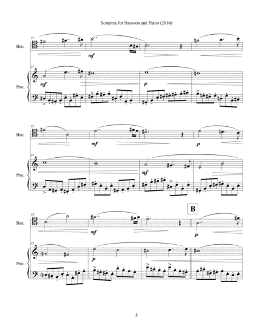 Sonata for Bassoon and Piano (2016) Bassoon Solo scores gallery preview page 4