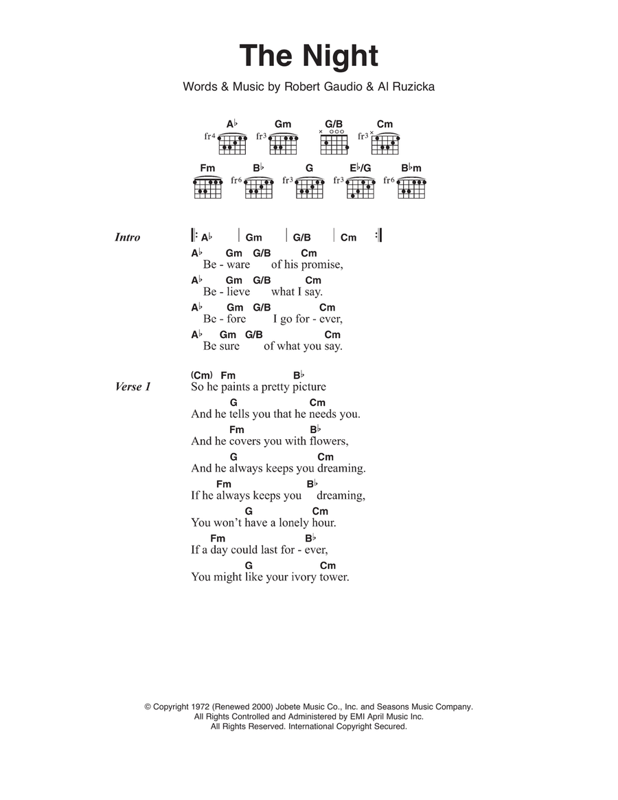 The Night The Night Acoustic Guitar scores gallery preview page 1