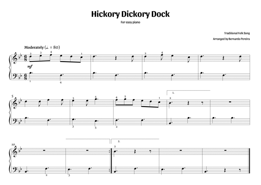 Hickory Dickory Dock (easy piano – B♭ major) image number null