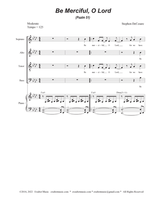 Be Merciful, O Lord (Psalm 51) (Vocal Quartet - (SATB)