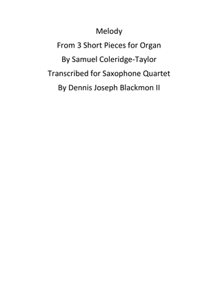 Melody from 3 Short Pieces for Organ
