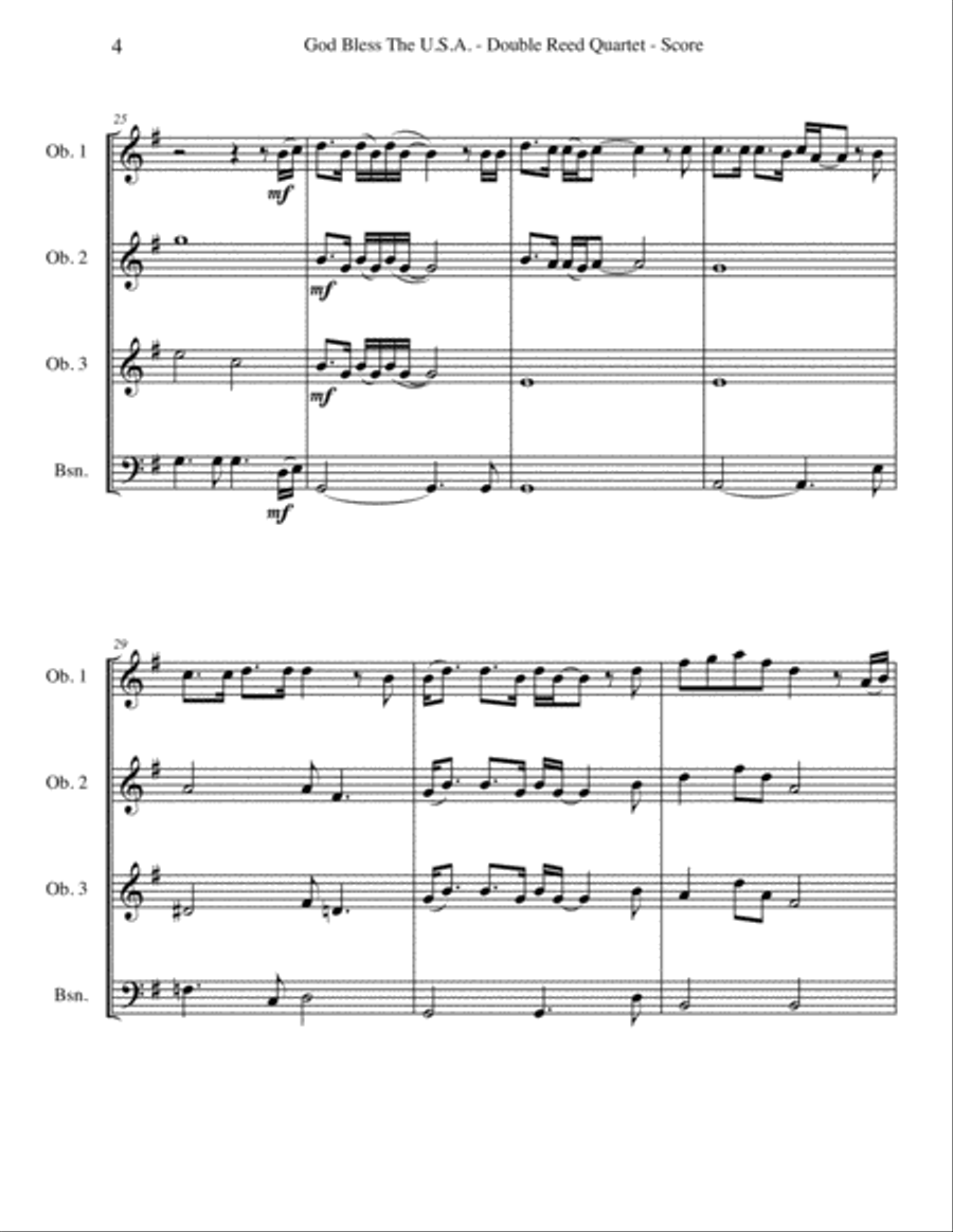God Bless The U.S.A. Woodwind Quartet scores gallery preview page 4