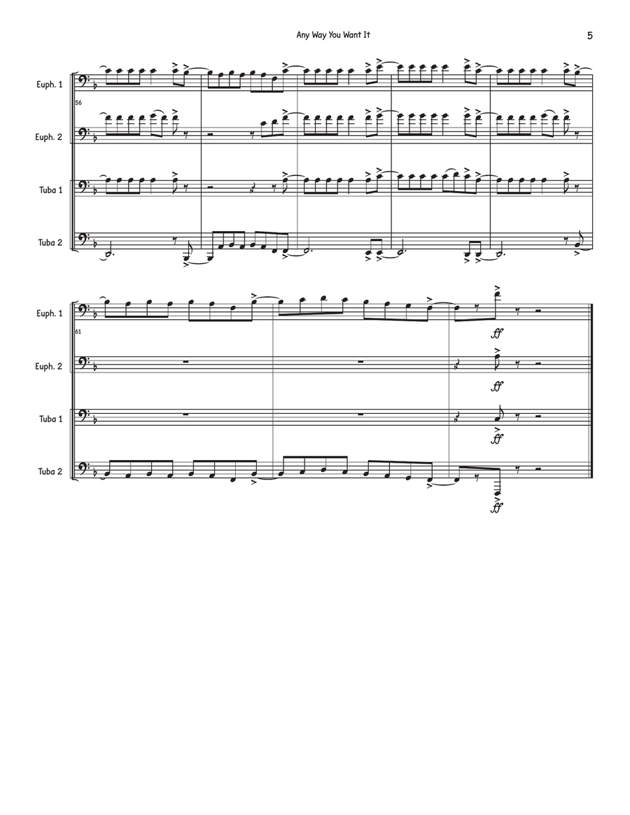 Any Way You Want It Brass Quartet scores gallery preview page 5