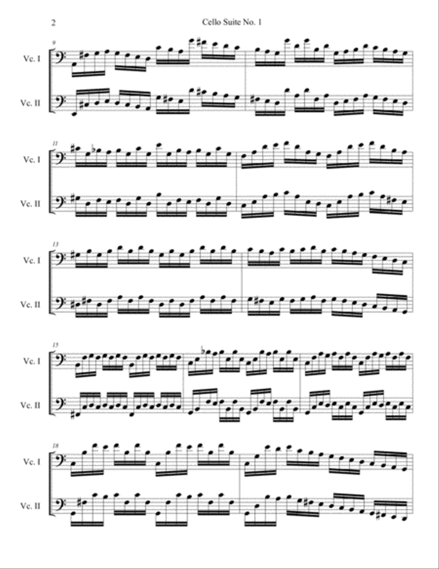 Cello Suite No. 1, BWV 1007: I. Prelude String Duet scores gallery preview page 2