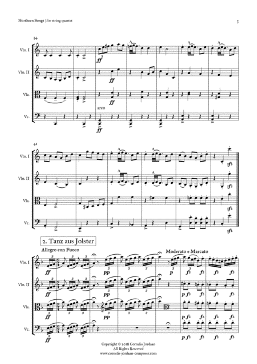 GRIEG : 4 Northern Songs, for string quartet String Quartet scores gallery preview page 3