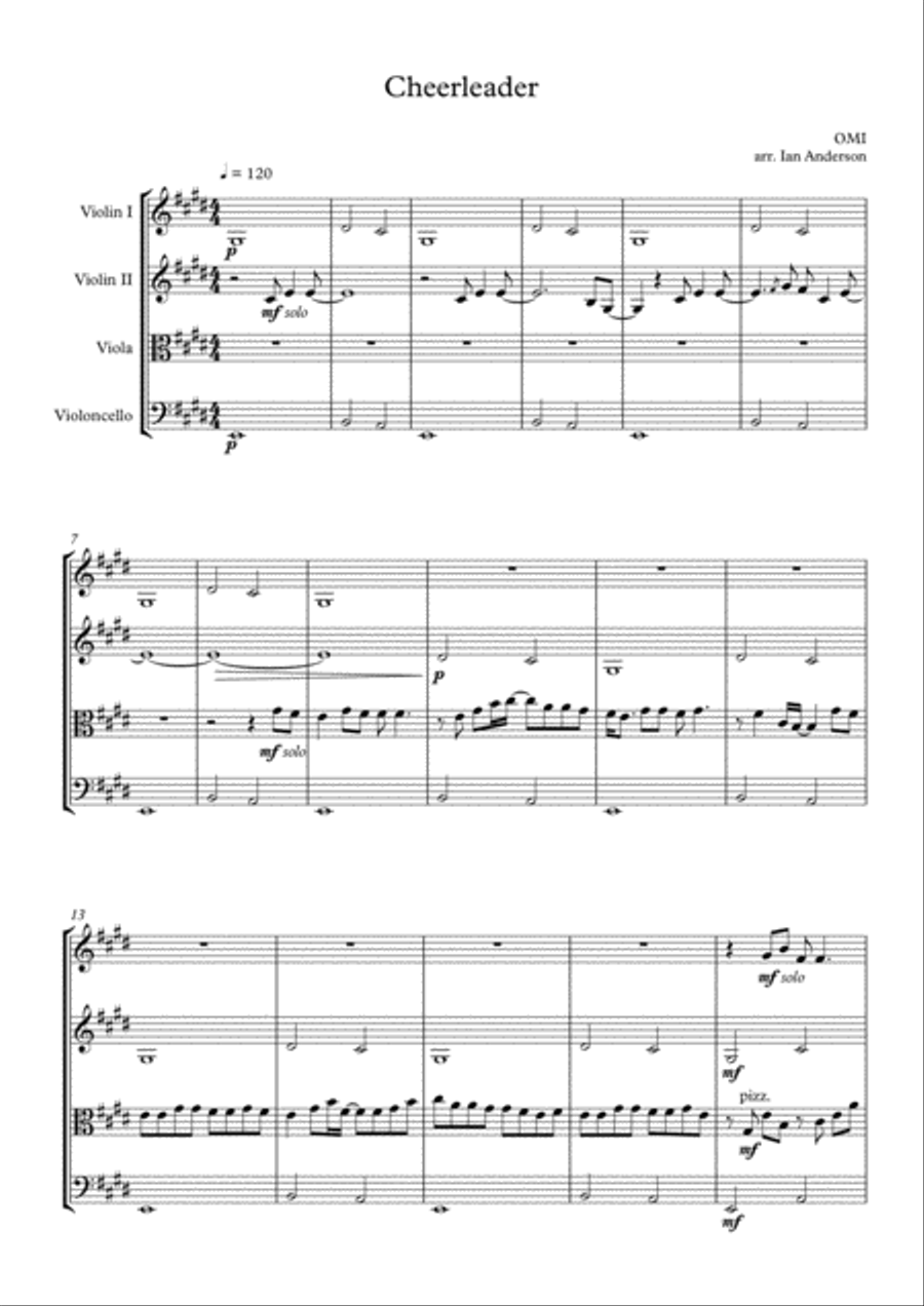 Cheerleader Cheerleader String Quartet scores gallery preview page 1