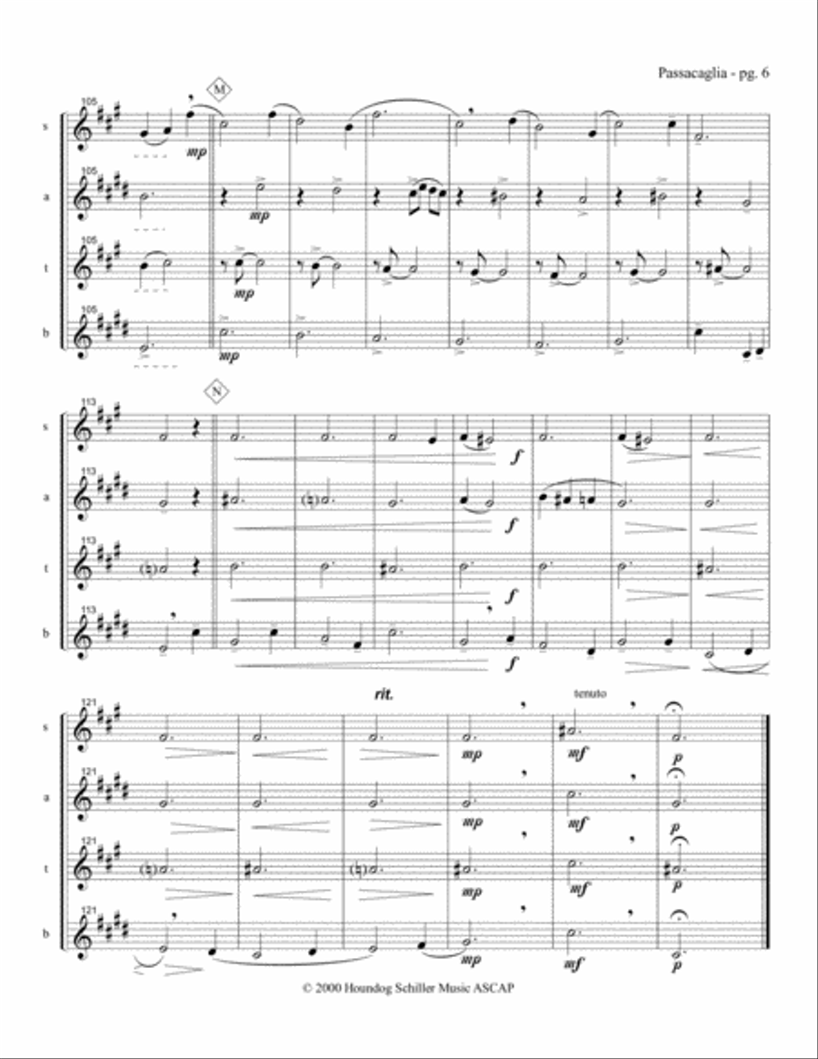 Passacaglia In E Minor For Saxophone Quartet Saxophone Quartet scores gallery preview page 6