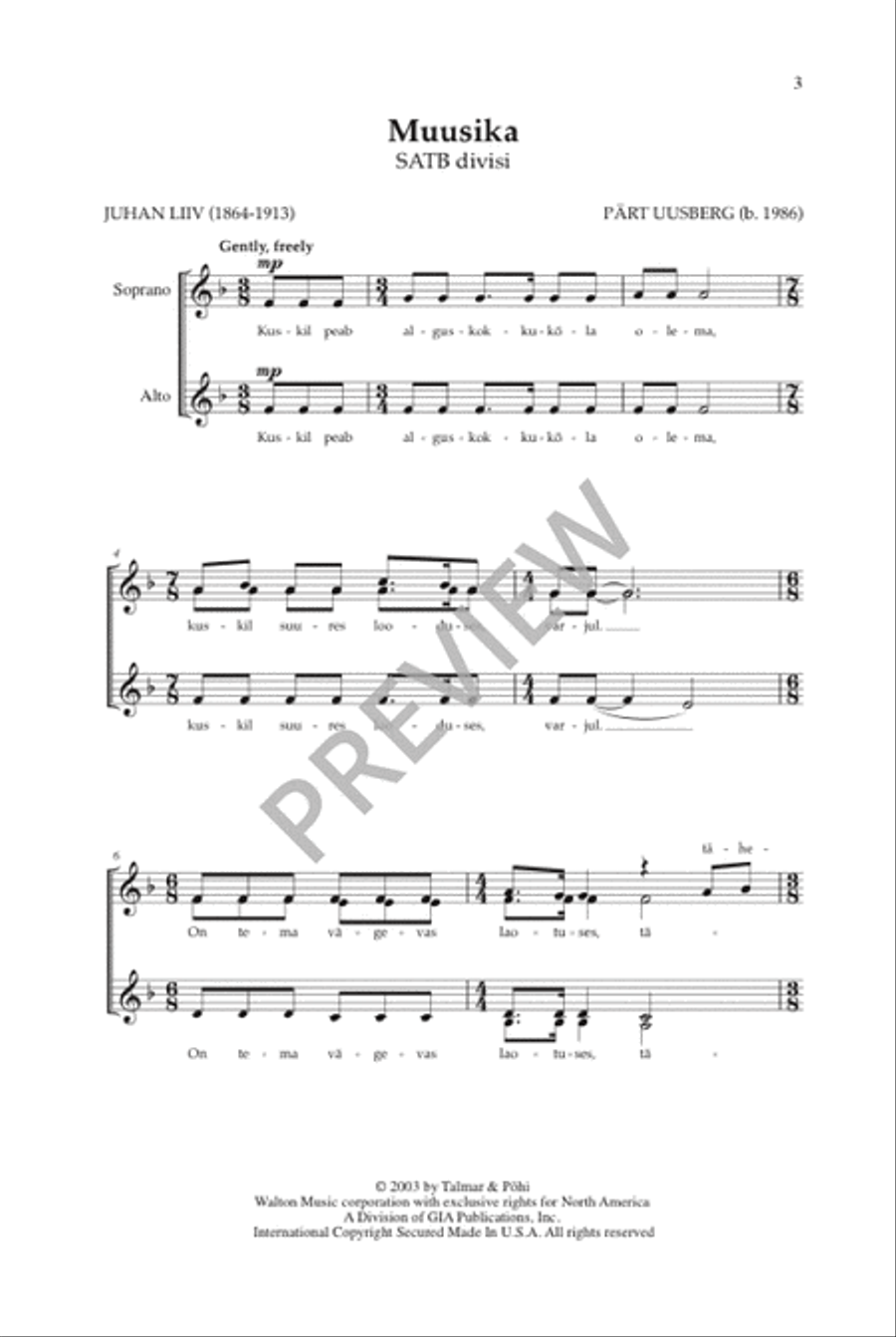 Muusika (SATB) 4-Part scores gallery preview page 4