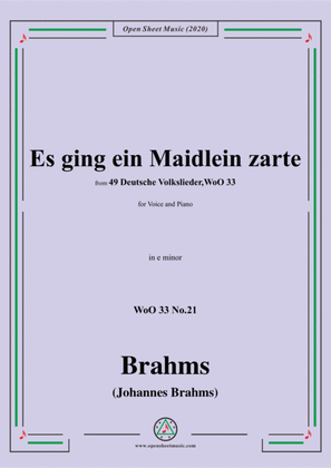 Book cover for Brahms-Es ging ein Maidlein zarte,WoO 33 No.21,in e minor,for Voice&Piano