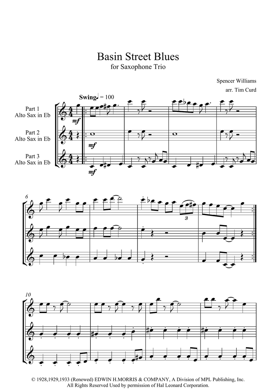Basin Street Blues Basin Street Blues Woodwind Trio scores gallery preview page 2