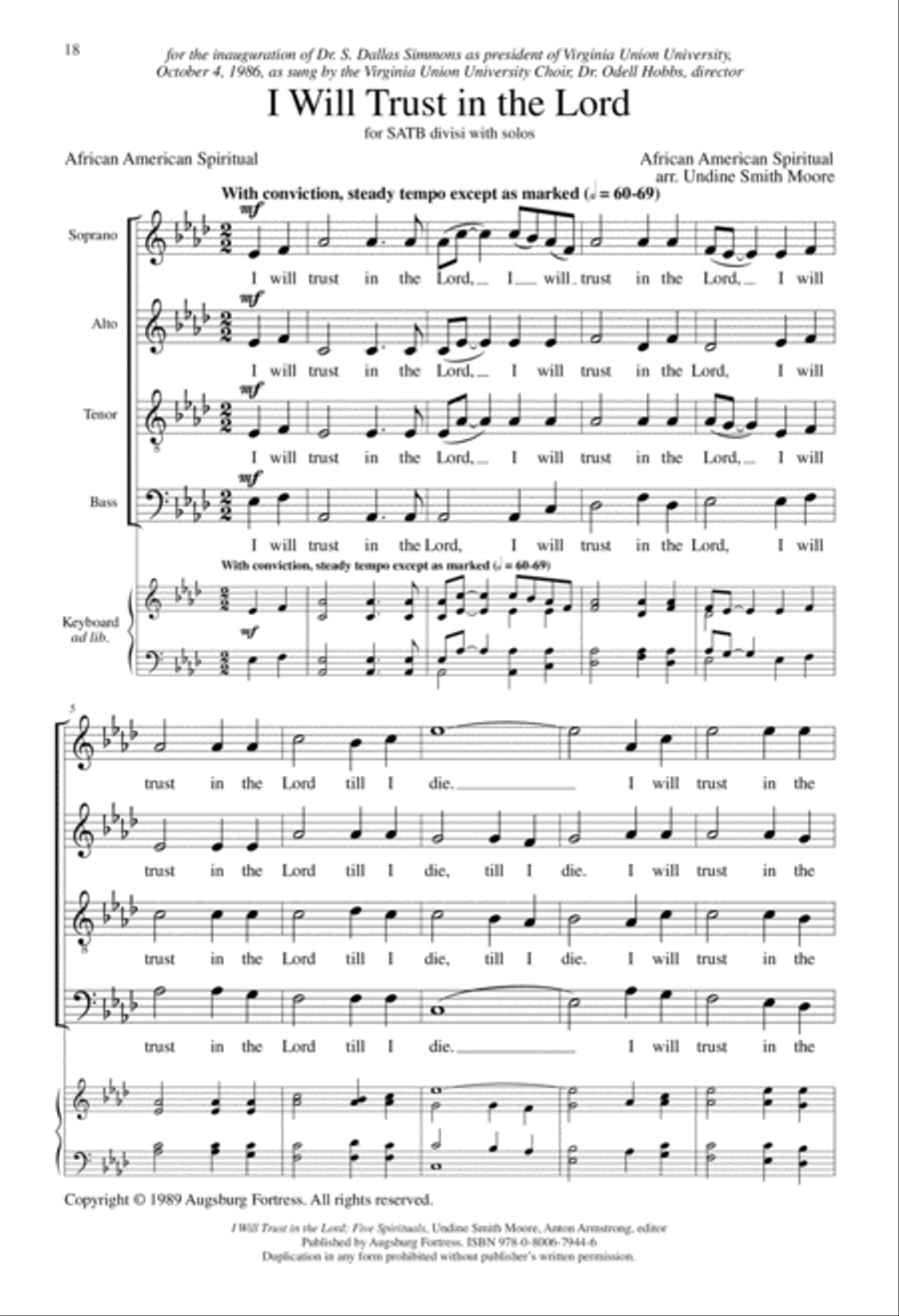 I Will Trust in the Lord 4-Part scores gallery preview page 6