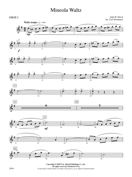 Mineola Waltz: Oboe