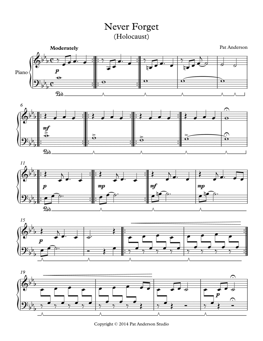 Never Forget (Holocaust) Piano Method scores gallery preview page 1