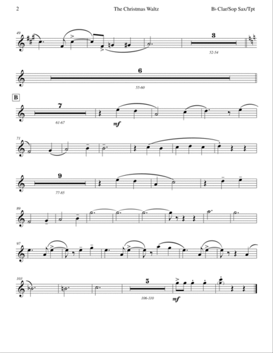 The Christmas Waltz B-Flat Trumpet scores gallery preview page 2