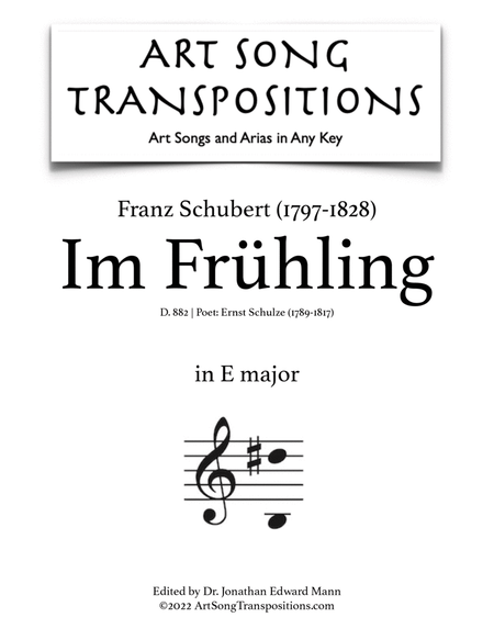SCHUBERT: Im Frühling, D. 882 (transposed to E major)
