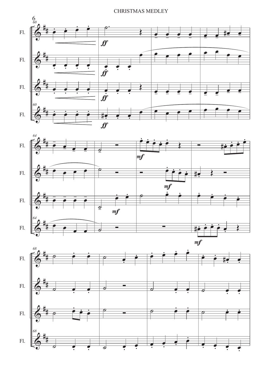 Christmas medley - Flute quartet Flute Quartet scores gallery preview page 6