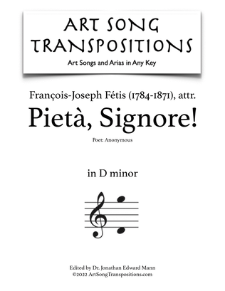 Book cover for FÉTIS: Pietà, Signore! (transposed to D minor)