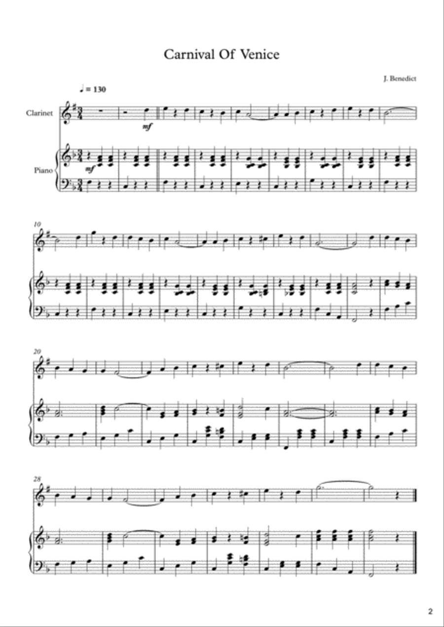 10 Easy Classical Pieces For Clarinet & Piano Clarinet Solo scores gallery preview page 3