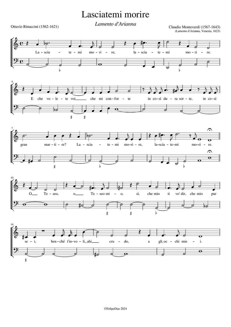 Lamento d'Arianna a voce sola: Lasciatemi morire