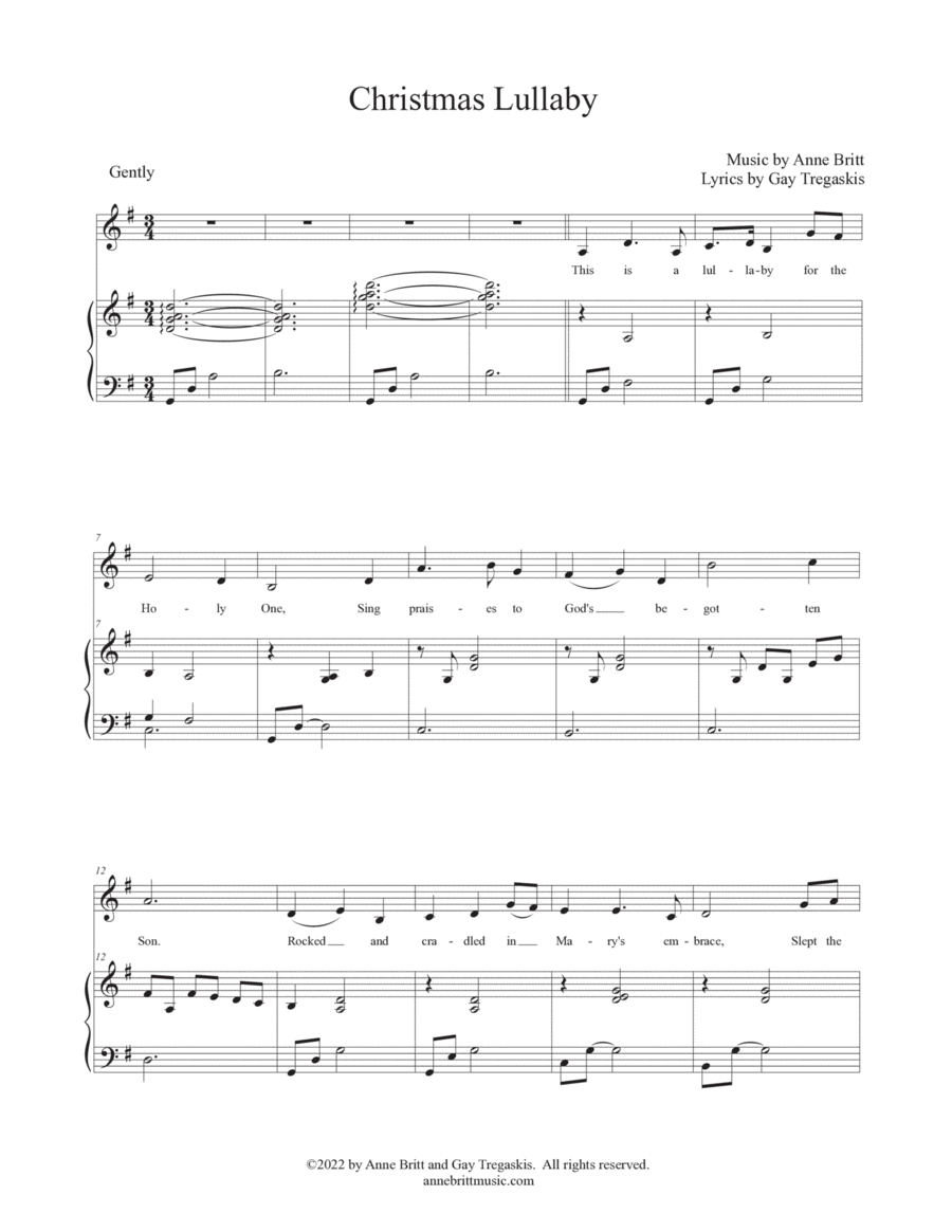 Christmas Lullaby (alto/mezzo vocal solo) Voice Solo scores gallery preview page 1