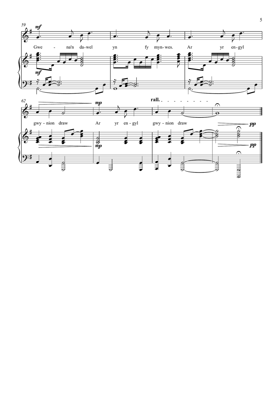 Suo-Gan Female Vocal Solo with Piano. Welsh Traditional Lullaby. Piano, Vocal scores gallery preview page 5