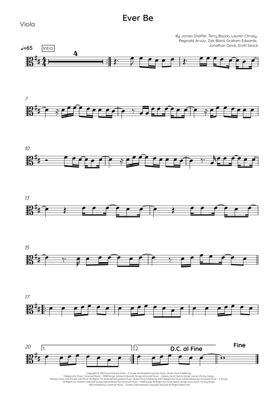 Ever Be Ever Be Viola Solo scores gallery preview page 1