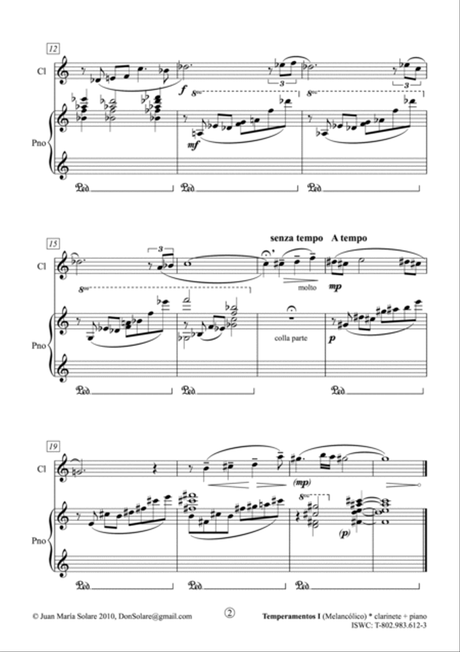 Temperamentos [Clarinet + Piano] Clarinet Solo scores gallery preview page 5