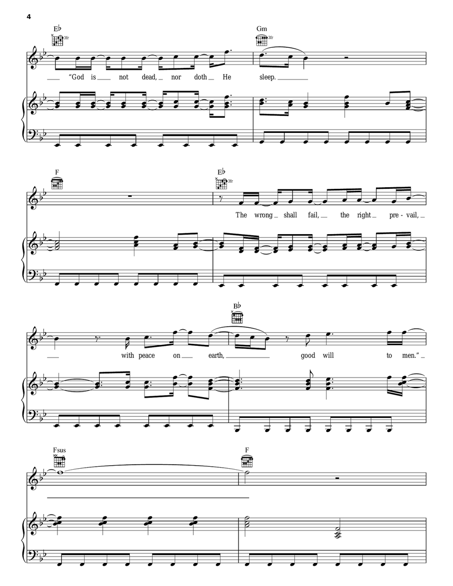 I Heard The Bells On Christmas Day Piano, Vocal, Guitar scores gallery preview page 4