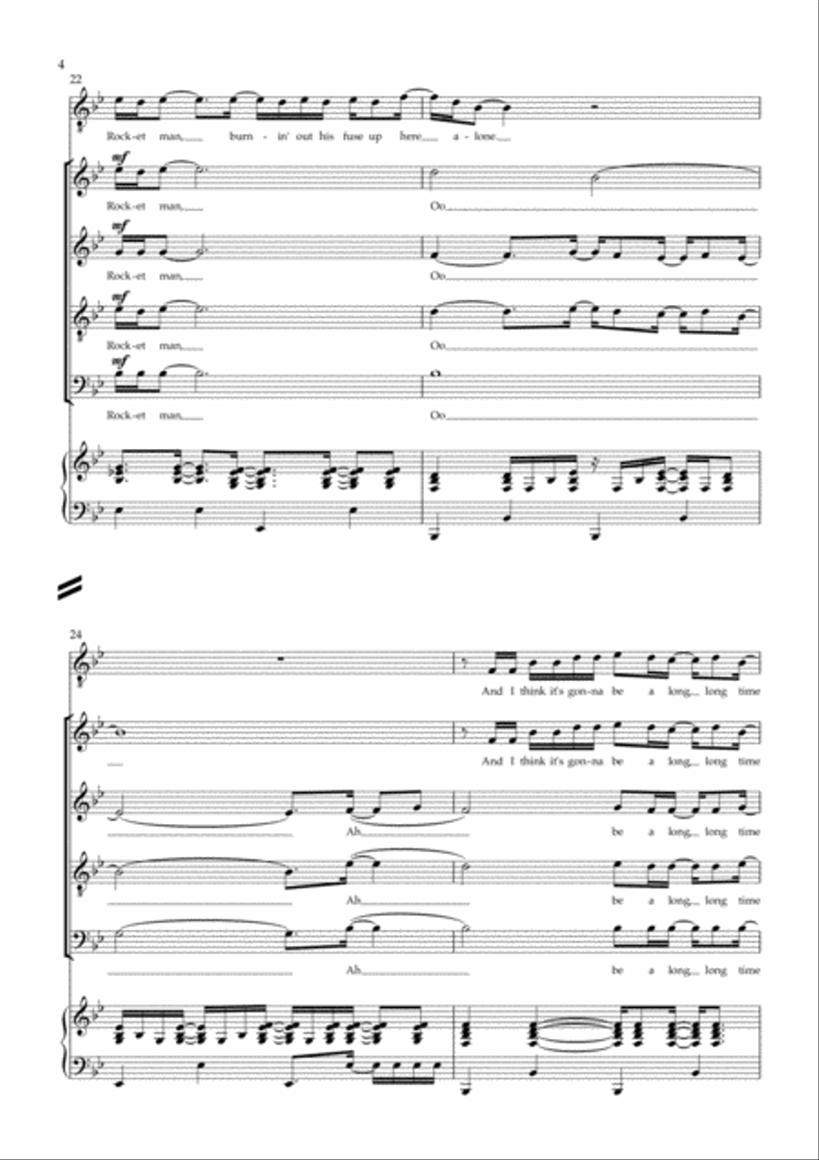 Rocket Man (i Think It's Gonna Be A Long Long Time) Rocket Man (i Think It's Gonna Be A Long Long Time) 4-Part scores gallery preview page 4