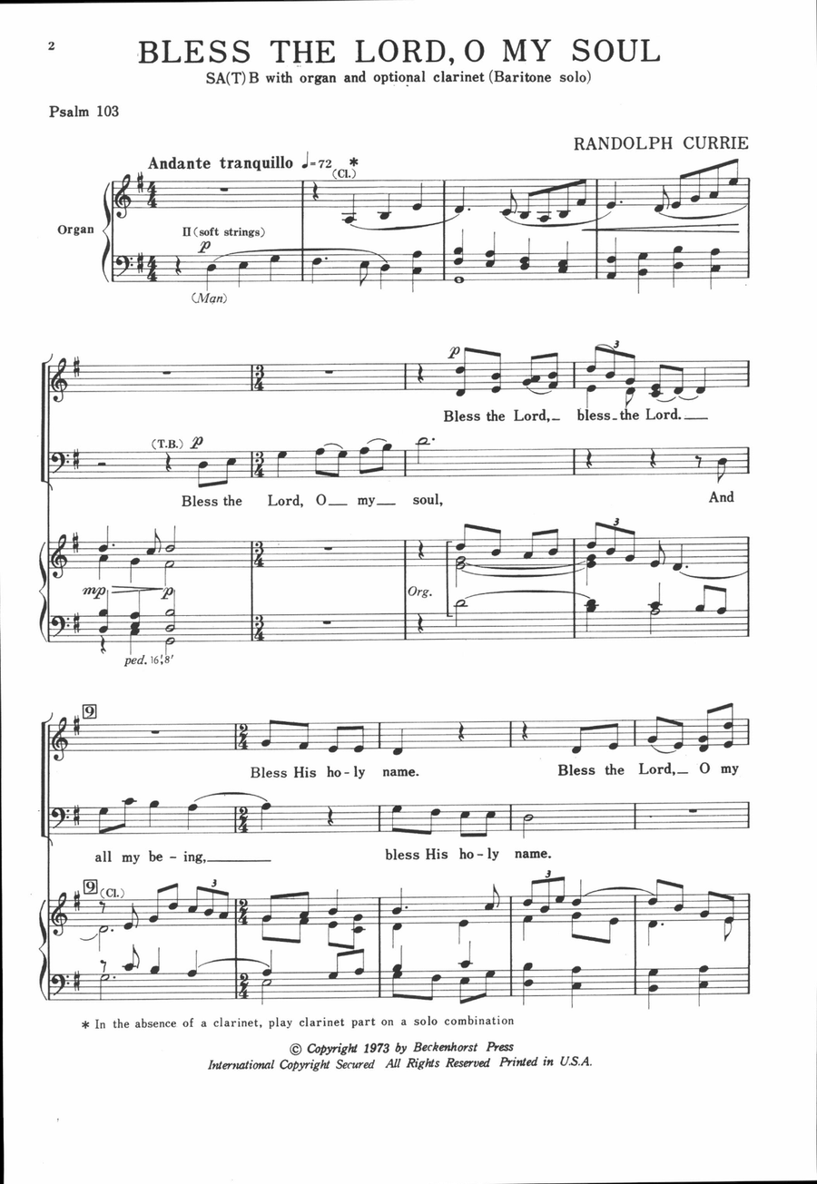 Bless the Lord, O My Soul 4-Part scores gallery preview page 2