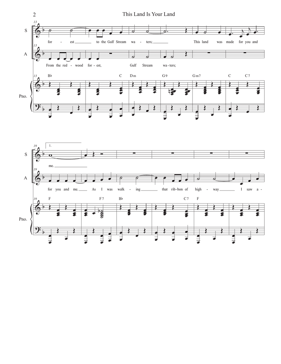 This Land Is Your Land Alto Voice scores gallery preview page 2