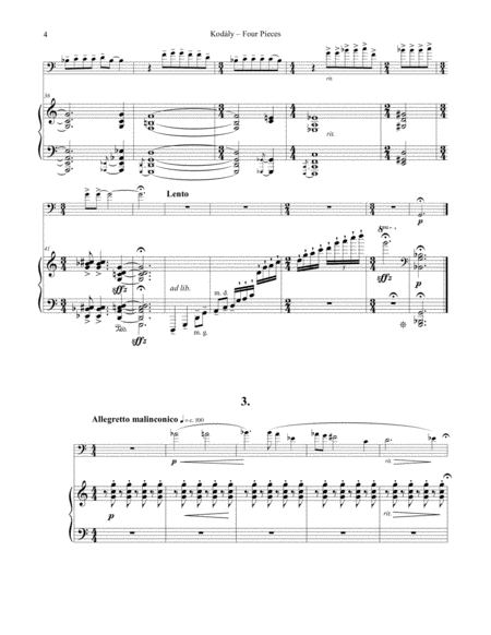Four Pieces from Op. 11 for Euphonium and Piano