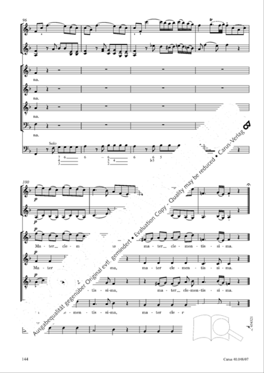 Regina coeli in B-Flat Major, K. 127 4-Part scores gallery preview page 145