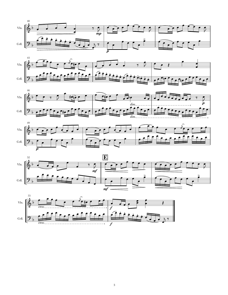 Bach's My Heart Ever Faithful (Violin & Cello) String Duet scores gallery preview page 3