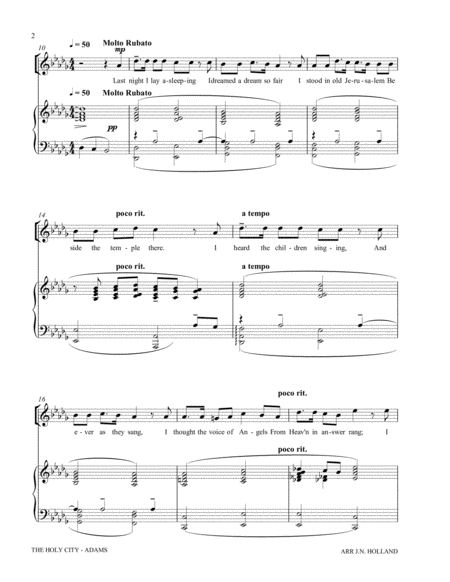 The Holy City for High Voice, SATB Chorus and Piano image number null