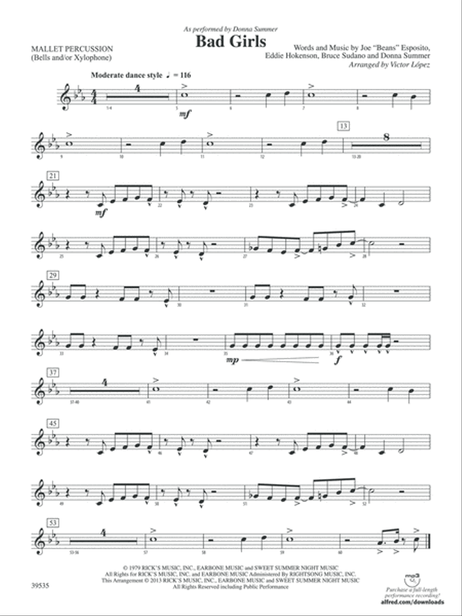 Bad Girls: Mallets Bad Girls: Mallets Concert Band scores gallery preview page 1