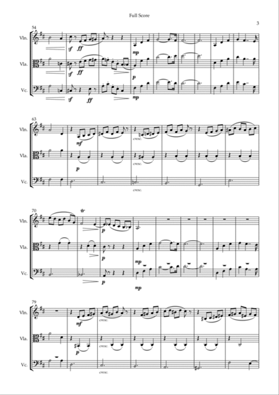 Waltz of The Flowers - from Nutcracker (P. I. Tchaikovsky) for String Trio String Trio scores gallery preview page 3