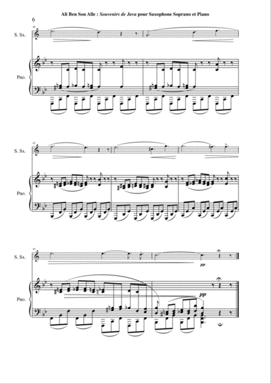 Ali Ben Sou Alle: Souvenirs de Java for soprano saxophone and piano Soprano Saxophone scores gallery preview page 6