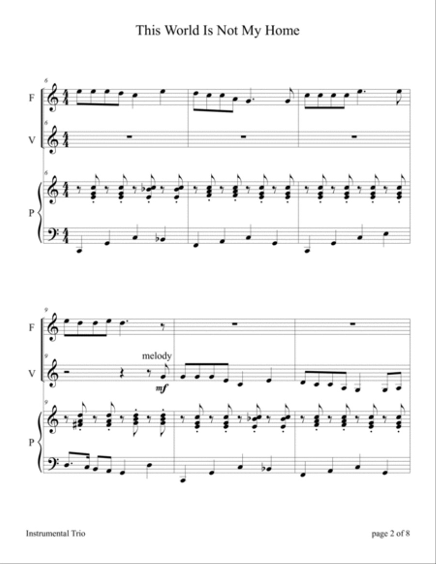 This World Is Not My Home (for Flute and Violin Duet with Piano Accompaniment) Flute scores gallery preview page 6