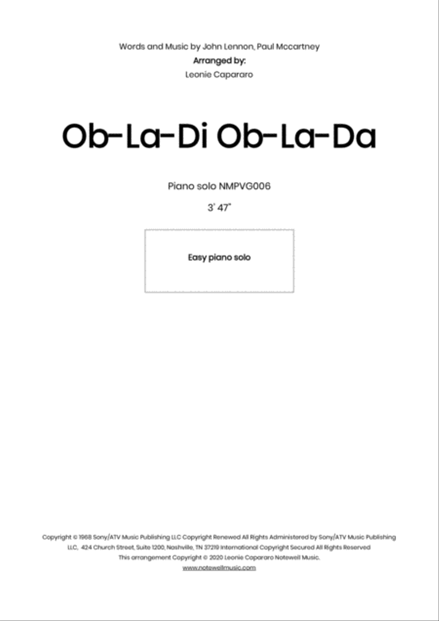 Ob-la-di, Ob-la-da Voice scores gallery preview page 1