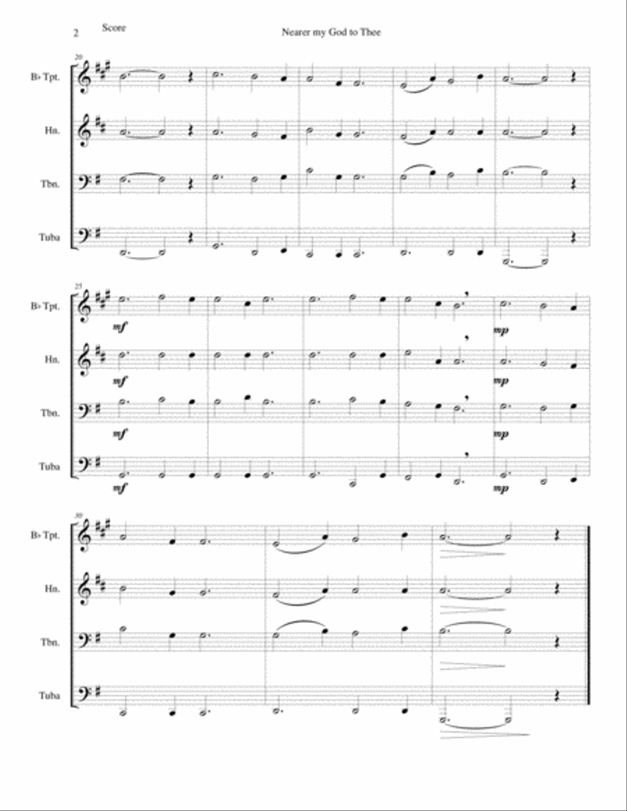 Nearer my God to Thee (Bethany) for brass quartet Brass Quartet scores gallery preview page 2