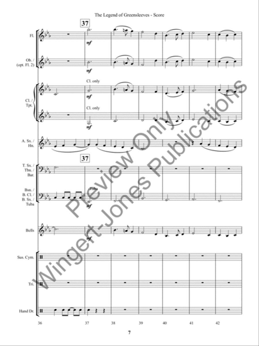 The Legend of Greensleeves (Score) Concert Band scores gallery preview page 10