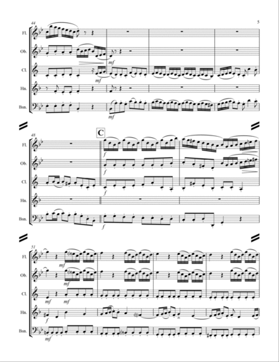 Arrival of the Queen of Sheba (for Woodwind Quintet) Woodwind Quintet scores gallery preview page 6