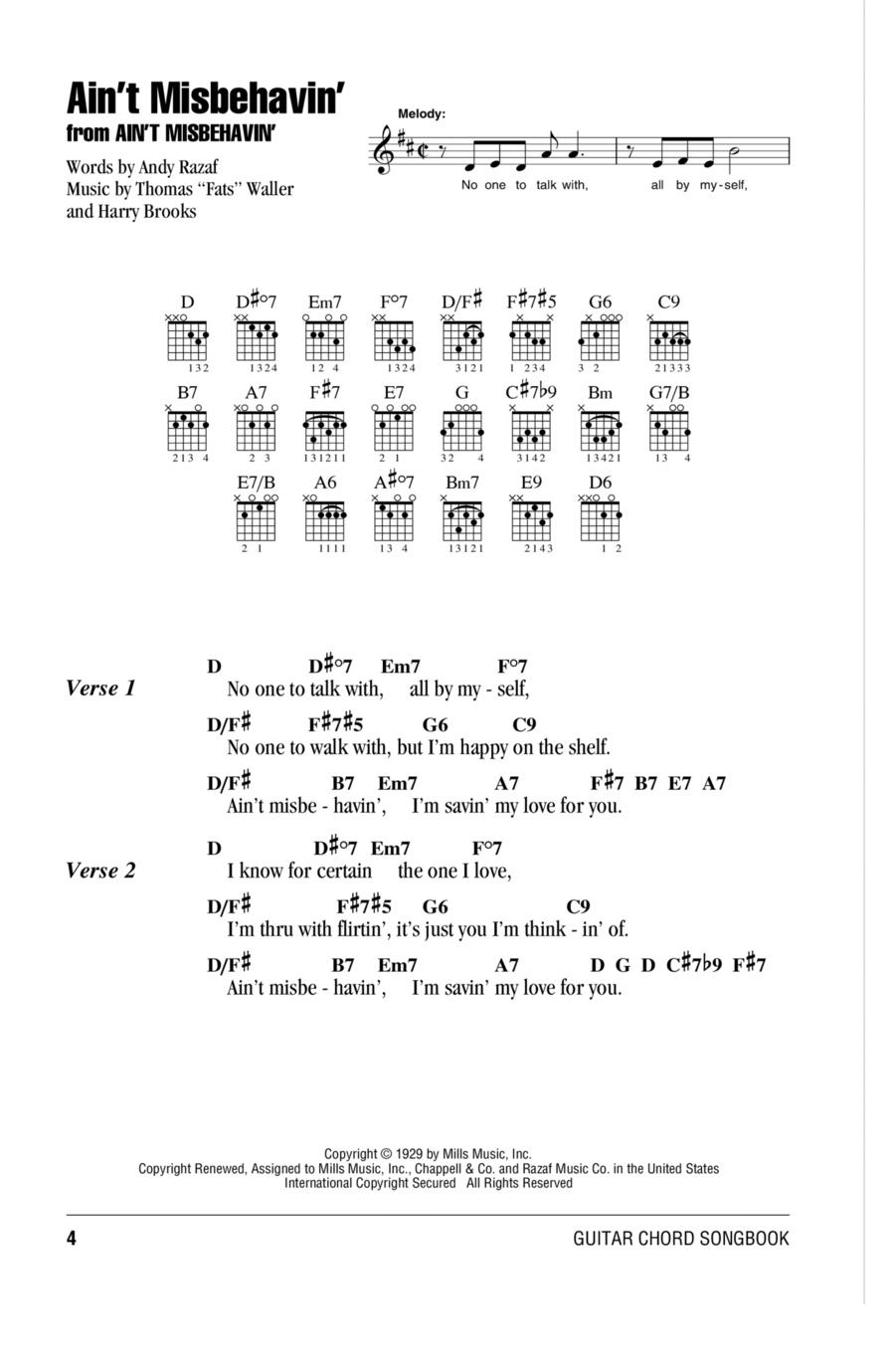 Ain't Misbehavin' Electric Guitar scores gallery preview page 1