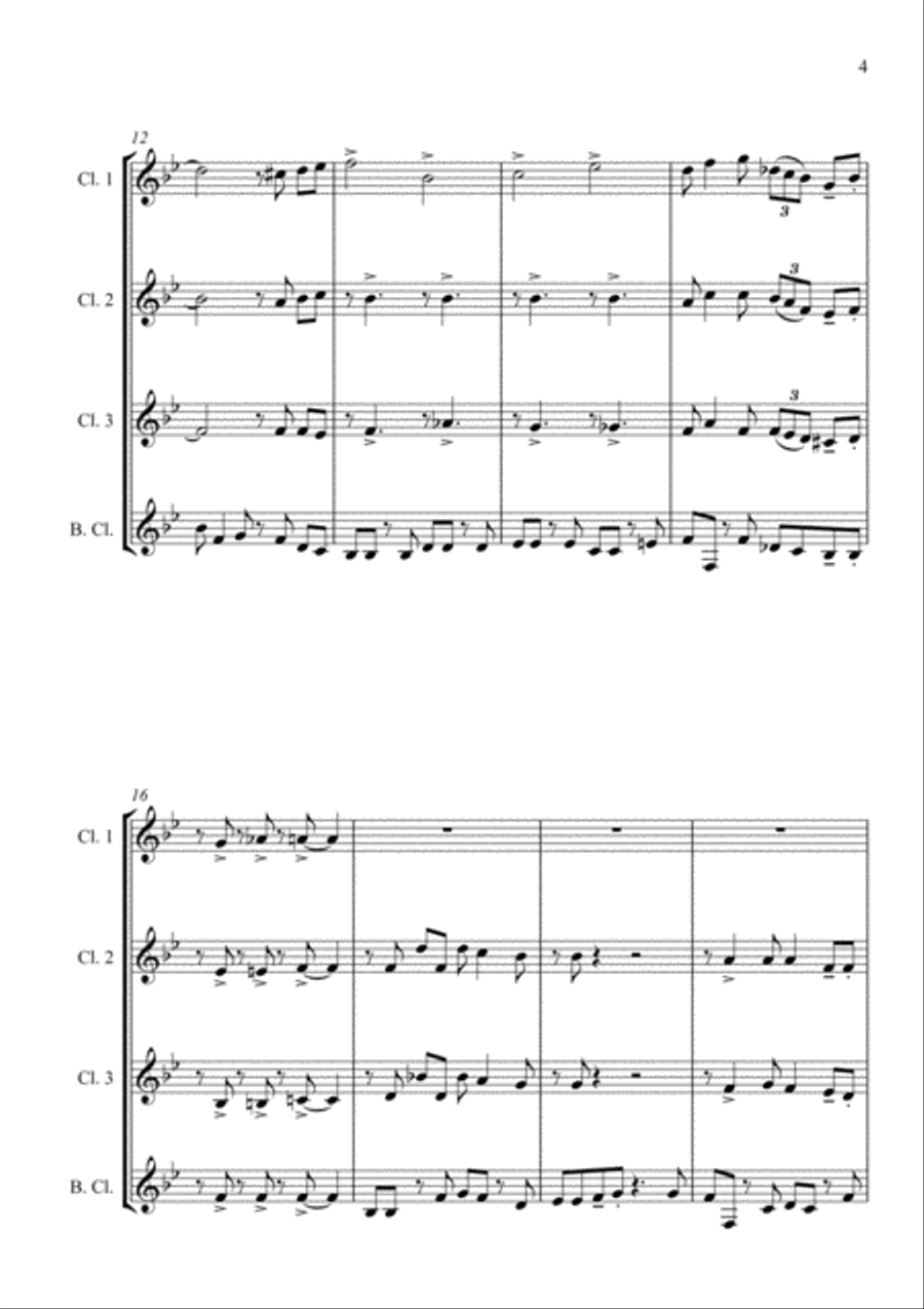 Country Garden - Jazz Arrangement - For Clarinet Quartet image number null