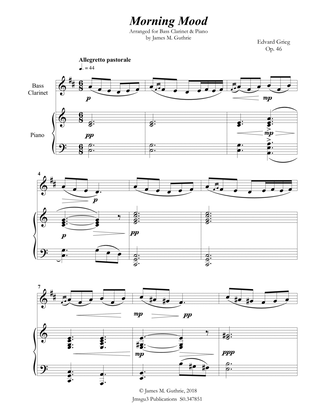 Grieg: Morning Mood from Peer Gynt Suite for Bass Clarinet & Piano